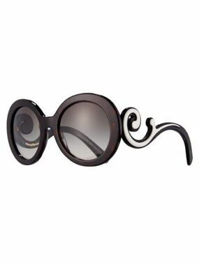 Prada Baroque Swirl Sunglasses Round Oversized Black Designer (including box）